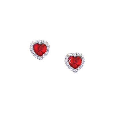 Ruby CZ with Pave Stud Earrings | 
Style: 411060089018