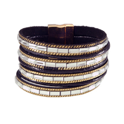 Black Leatherette Wrap Bracelet | 
Style: 411032132730