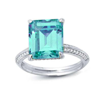 Diamondess Emerald cut CZ, Aquamarine Ring | 
Style: 444071776000