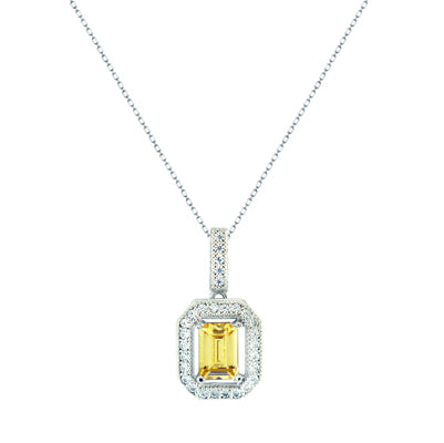 Diamondess Emerald Cut Canary CZ Necklace | 
Style: 433021390992
