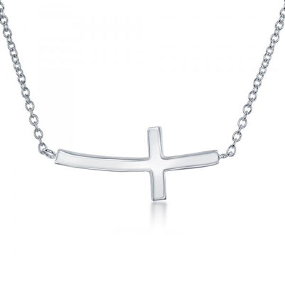 Sterling Silver Curved Cross Necklace | 
Style: 413022013457