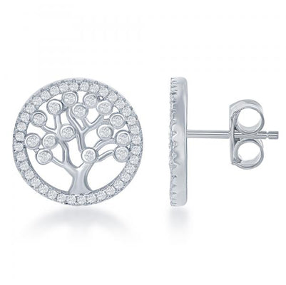 Sterling Silver CZ Tree Earring | 
Style: 413062009402