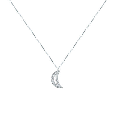 Sterling Silver Pave Crest Moon Necklace | 
Style: 413021512977