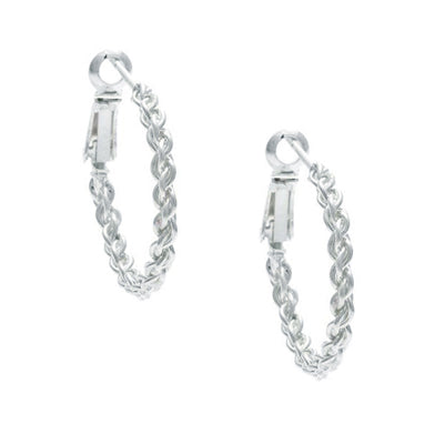 Sterling Silver 1" Twisted Rope Hoop Earring | 
Style: 413061574193