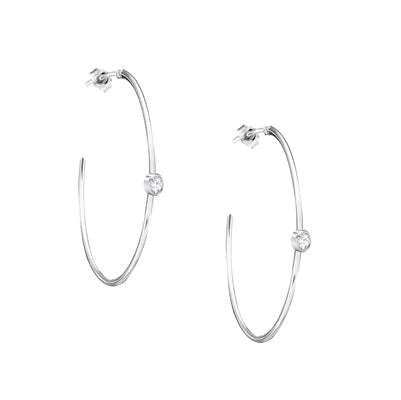 Sterling Silver Bezel CZ Hoop Earring | 
Style: 413063557841