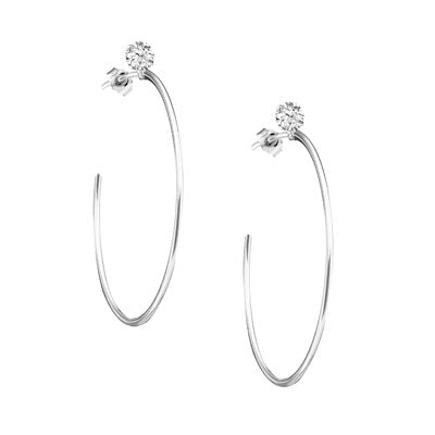 Sterling Silver CZ Hoop Earring | 
Style: 413063562896