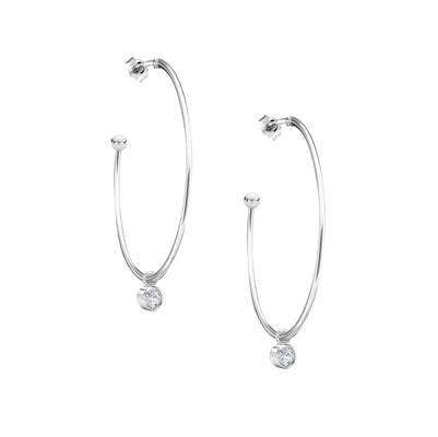 Sterling Silver CZ Dangle Hoop Earring | 
Style: 413063567940