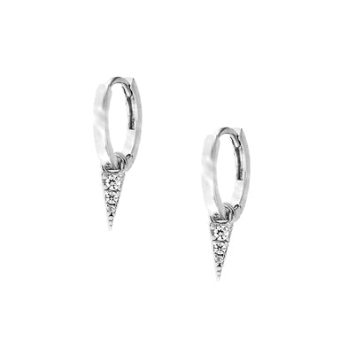 Silvertone CZ Huggie Earrings | 
425133936358