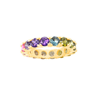 Sterling Silver/Gold Overlay "Rainbow" CZ Ring | 
Style: 413072764000