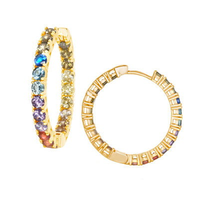 Sterling Silver/Gold Overlay "Rainbow" Hoop Earring | 
Style: 413062765037