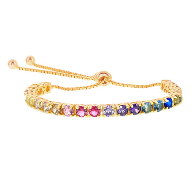 Sterling Silver/Gold Overlay "Rainbow" Pullchain Bracelet | 
Style: 413032766044