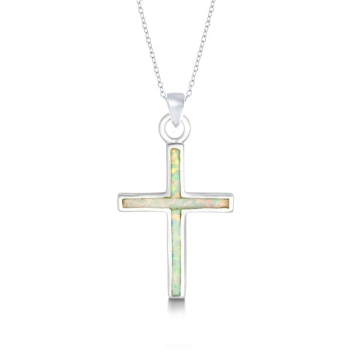 Sterling White Opal Inlay Cross Necklace | 
Style: 446022589317