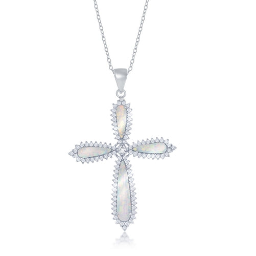 White opal hot sale cross necklace