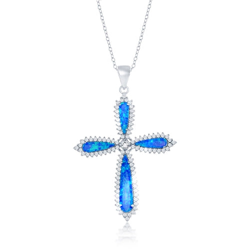 Sterling Blue Opal Cross Necklace | 
Style: 446022908246