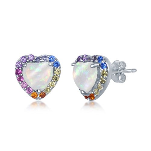 Sterling White Opal Rainbow Heart Earring | 
Style: 446063856306
