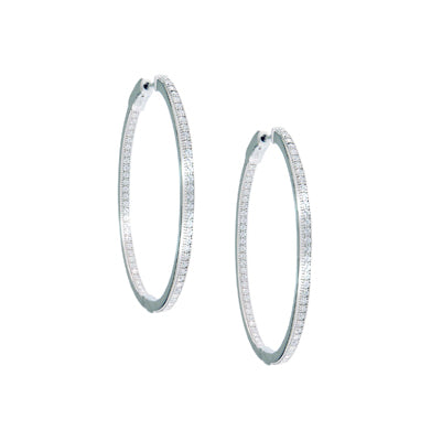 Diamondess Flat Edge Pave Hoop Earrings, 1 3/4" | 
Style: 444063027574