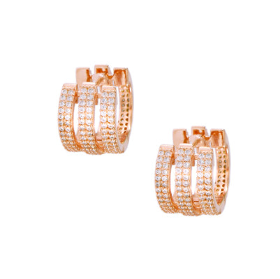 Diamondess 3 Row Pave Huggie Earrings | 
Style: 444061242015