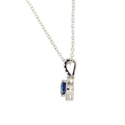 Diamondess 4 Prong Sapphire CZ w/Pave Necklace | Style: 433020185004
