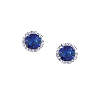 Sapphire CZ with Pave, Stud Earrings | Style: 411060087014