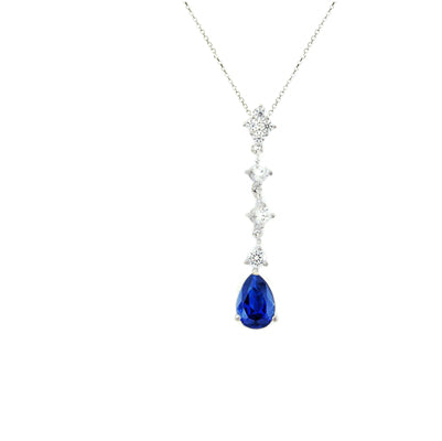 Diamondess Sapphire Drop CZ Necklace | Style: 433020161008