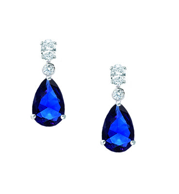 Diamondess Pear Cut Sapphire CZ Earrings | Style: 433060231006
