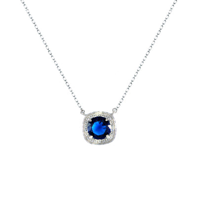 Diamondess Round Sapphire CZ Necklace | 
Style: 433020207003
