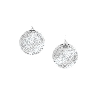 Round Filigree Earring, silvertone | Style: 425020210008