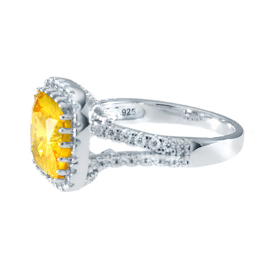 Diamondess Cushion Cut Canary CZ Ring w/Micro Pave Accents | Style: 433070155002