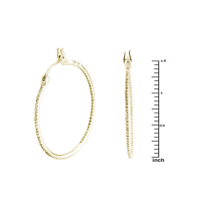 1.5" Textured Goldtone Hoop Earrings | 425091115567