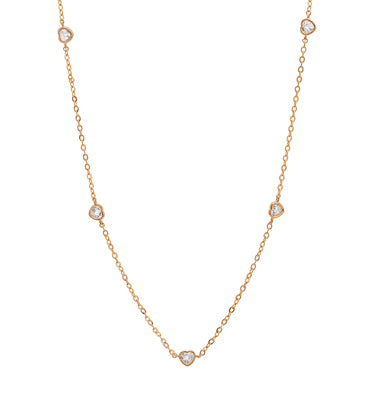 18" Diamondess CZ Hearts Station Necklace | Style: 444021588935