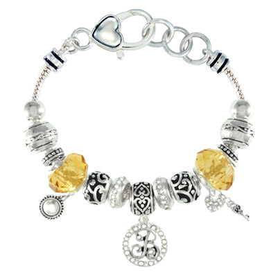 "B" Pave Initial Charm Bracelet | Style: 411032151010