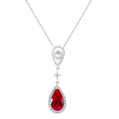 Diamondess Ruby CZ Drop Necklace | 
Style: 433021359121