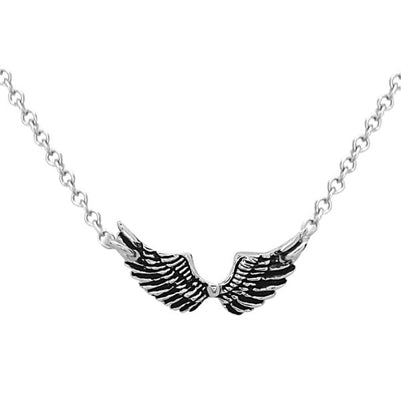 Sterling Silver Small Angel Wings Necklace | Style: 413022015488
