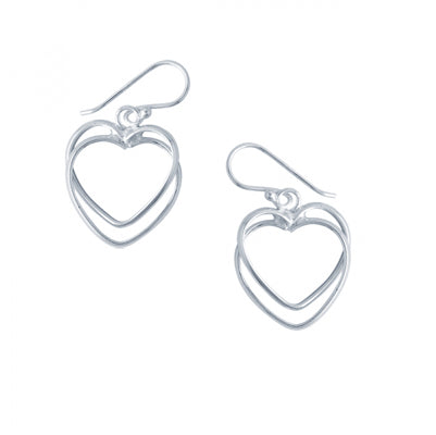 Sterling Double Heart Drop Earring | Style: 413061569148