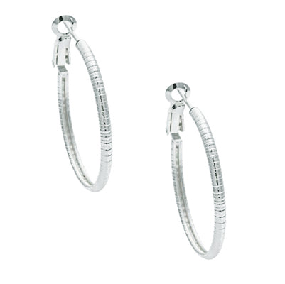 Sterling Silver 1.25" Scored Hoop Earring | Style: 413061574193