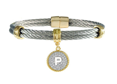 Pave Initial P Cable Bracelet | Style: 411032203508