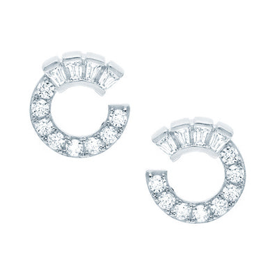 Diamondess Open Circle Baguette CZ Earrings, Silvertone | Style: 444061266497