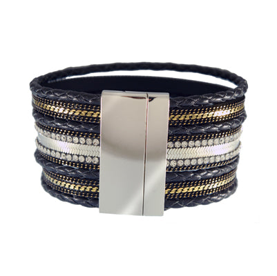 Black Leatherette Wrap Bracelet | Style: 411032227061