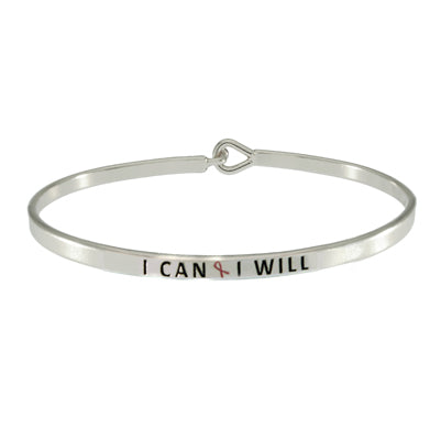 "I CAN & I WILL" Pink Ribbon Bangle | Style: 411031842138