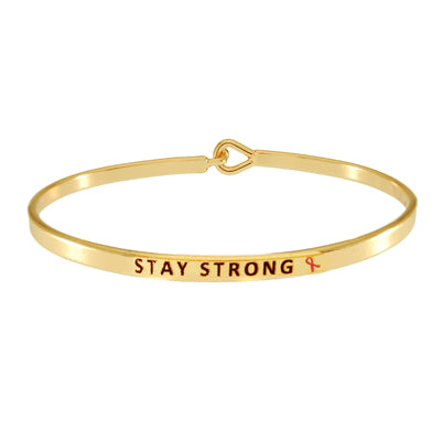 "STAY STRONG" Pink Ribbon Bangle | Style: 411031843145