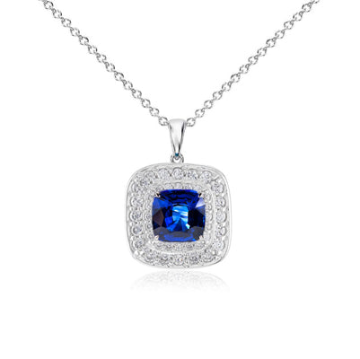 Diamondess Sapphire CZ w/Double Halo Necklace | Style: 444021199748