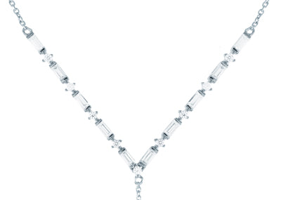Diamondess Baguette CZ Chevron Necklace | Style: 444021311162