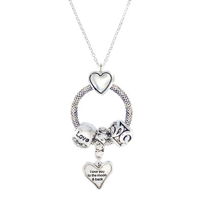Moon & Back Heart Charm Necklace | Style: 411023873740
