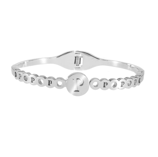 Initial P Stainless Bangle | Style: 411032514495