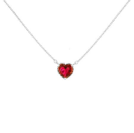 Sterling Ruby CZ Heart Necklace | Style: 413023575022
