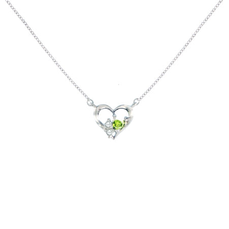 Sterling Peridot CZ Heart Necklace | Style: 413023576039