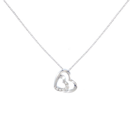 Sterling CZ Double Heart Necklace | Style: 413023577046