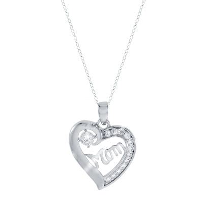 MOM CZ Heart Necklace | Style: 413023947475