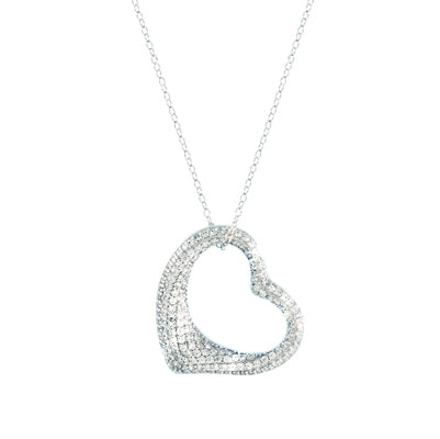 Sterling Silver Pave Puffed Heart Necklace | Style: 413023948635