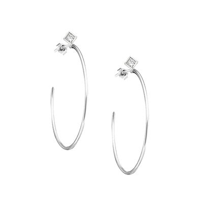 Sterling Silver Triangle CZ Hoop Earring | Style: 413063564919